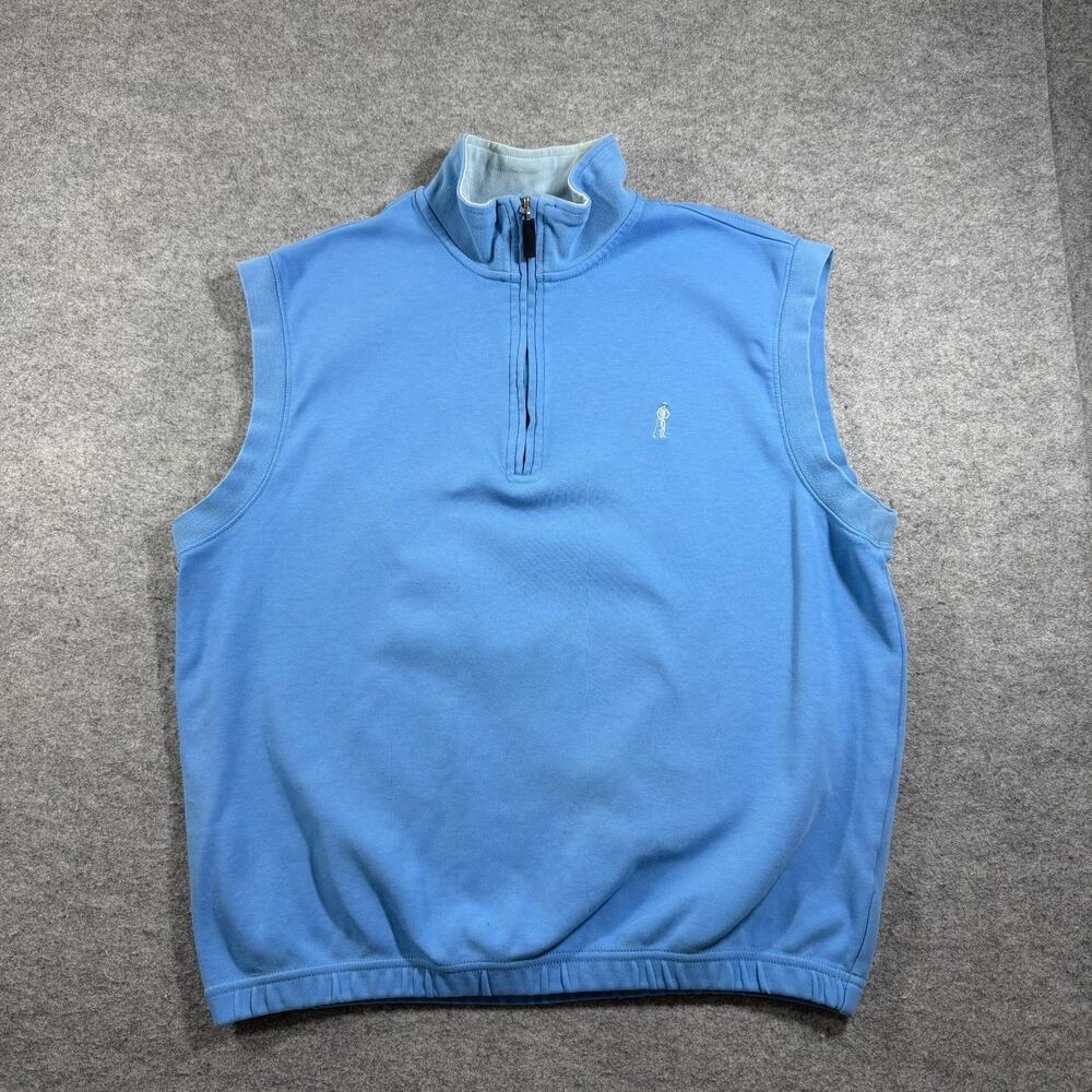 Payne Stewart Golf Vest Mens M Light Blue Quarter Zip Mock Neck Sleeveless